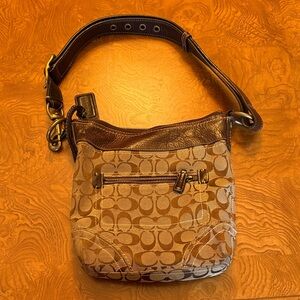 Coach Vintage Tan and Brown Signature Canvas Shoulder Bag